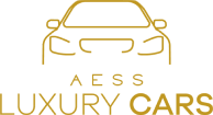 Logo de AESS Luxury Cars. Empresa de servicios de traslados de lujo con chófer.
