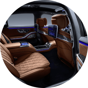 Mercedes Benz S-Class interior for luxury transfers. 